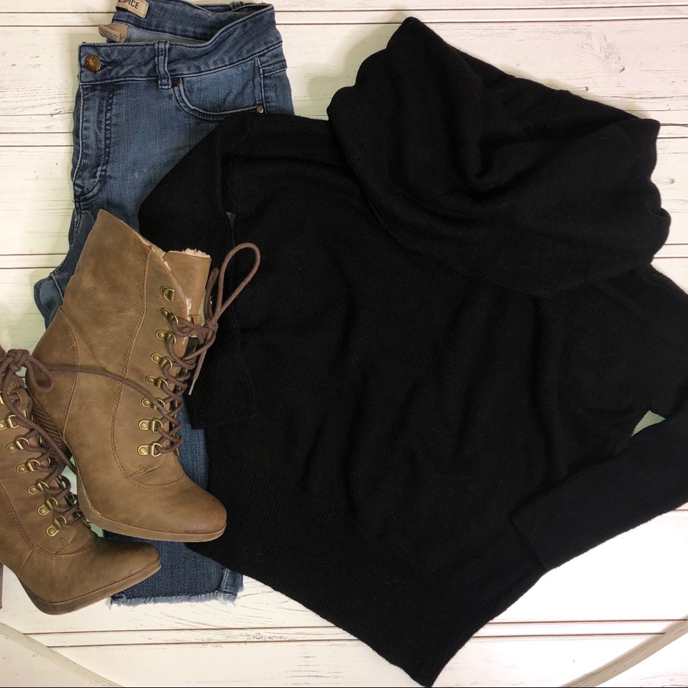 Poof! Black 2 Way Cowl/Off The Shoulder Sweater